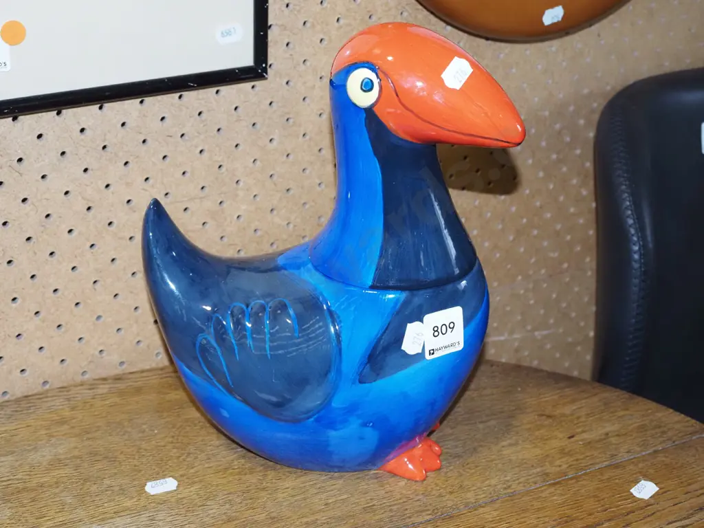 ceramic pukeko lidded canister H260 Image 1++