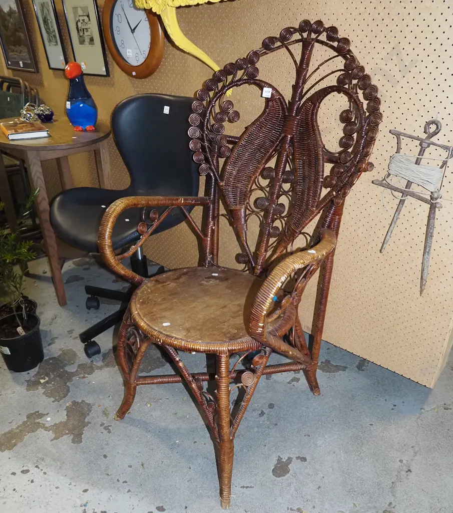 bamboo and woven high back armchair Image 1++