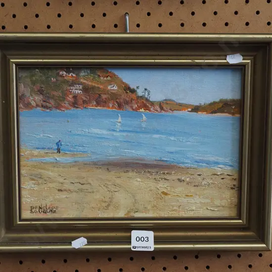 Penelope Douglas - framed oil - coastal scene