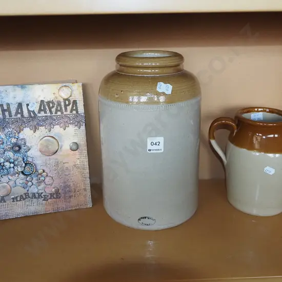 salt glazed jug, storage crock, scrapbook