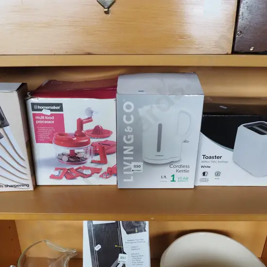 knives, food processor, kettle, toaster