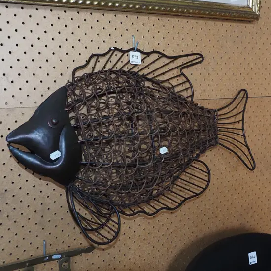 metal and cane fish wall art L600