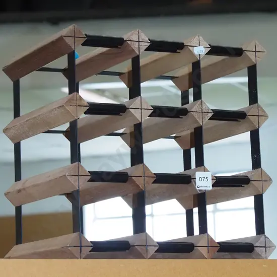 wood, metal and plastic wine rack