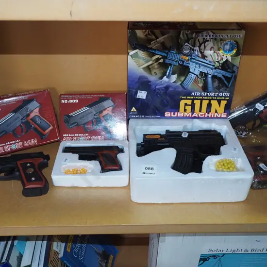 shelf; various pellet guns