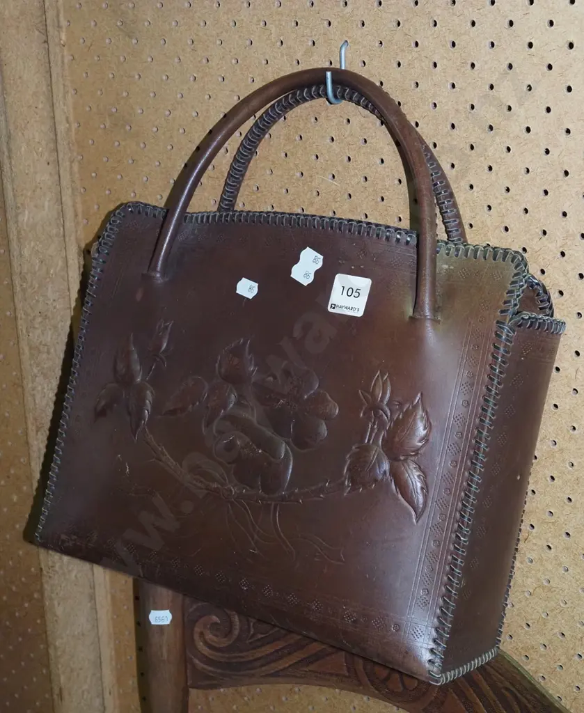 tooled leather hand bag Image 1++