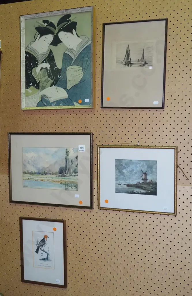 framed prints and etchings - orange dots Image 1++
