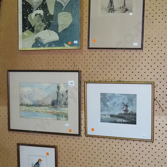 framed prints and etchings - orange dots