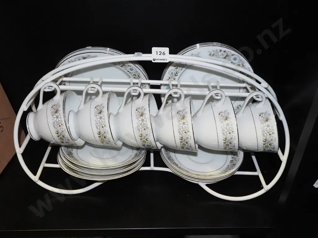 Japanese floral trios, wire and plastic stand Image 1++