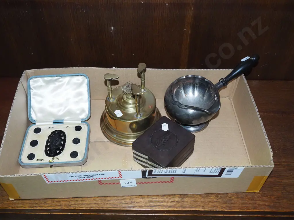 box; kerosene stove, gravy boat, bakelite concertina storage etc Image 1++