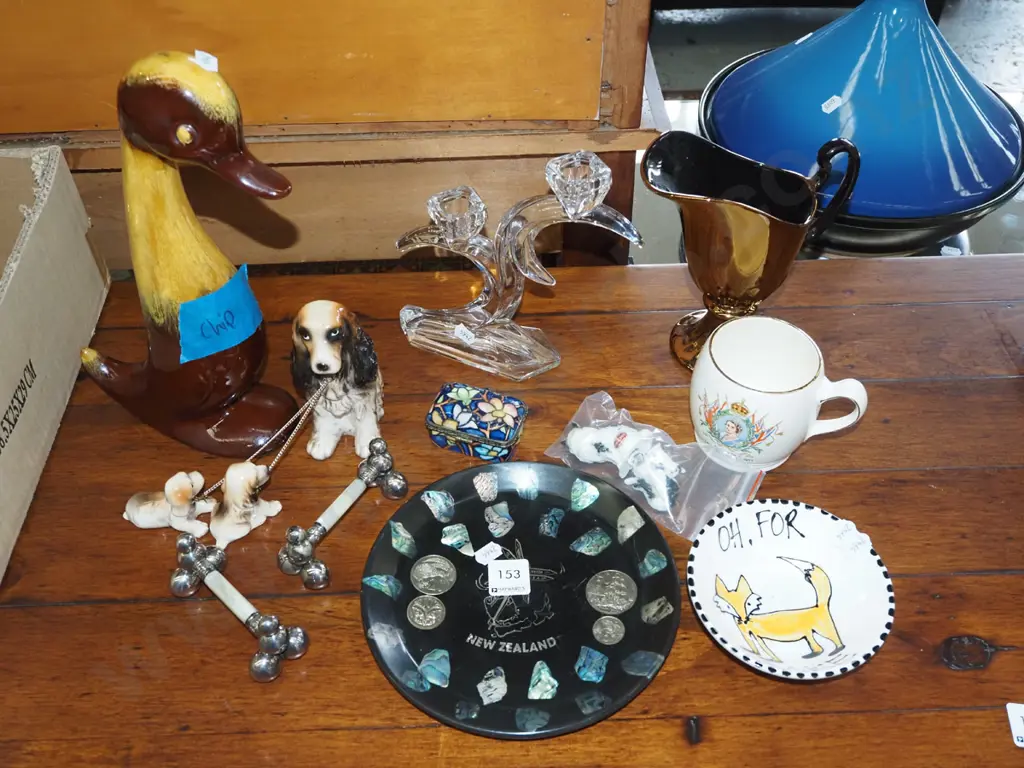 all over gold jug, coronation cup, paua plate, knife rests etc Image 1++