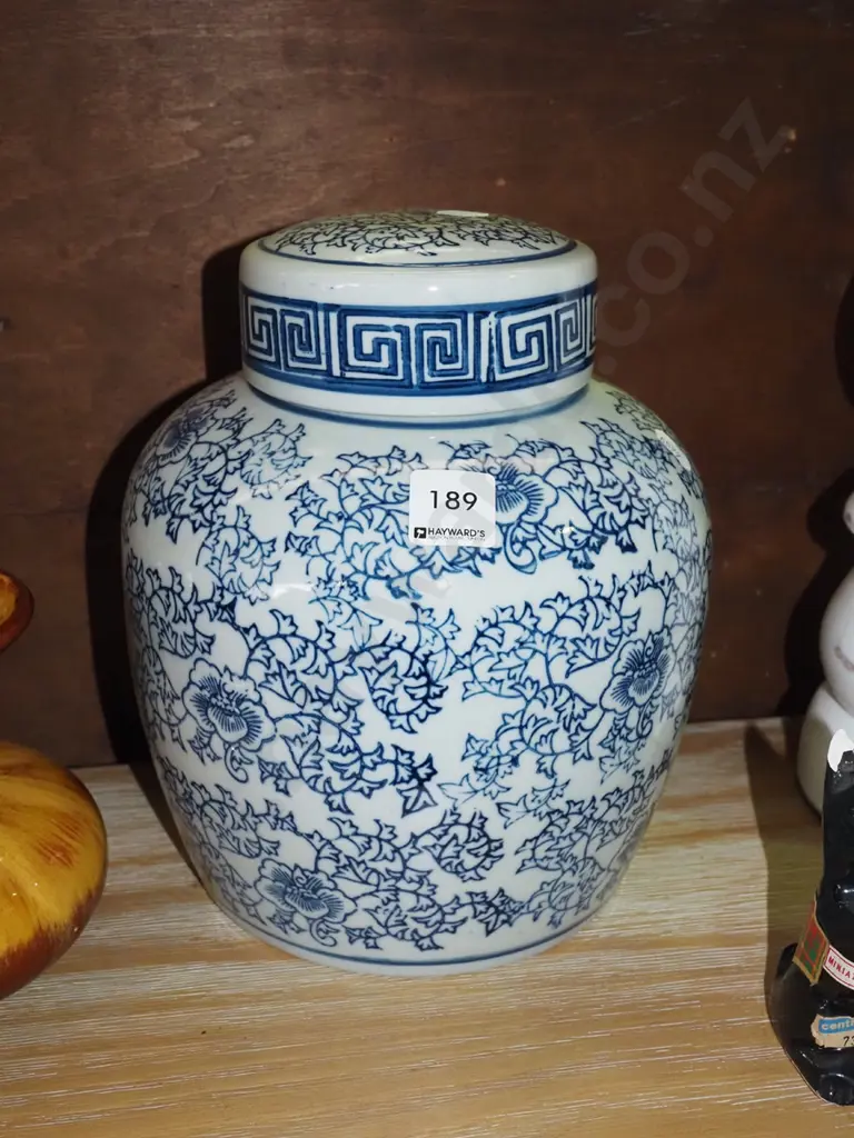 blue and white lidded canister H250 Image 1++