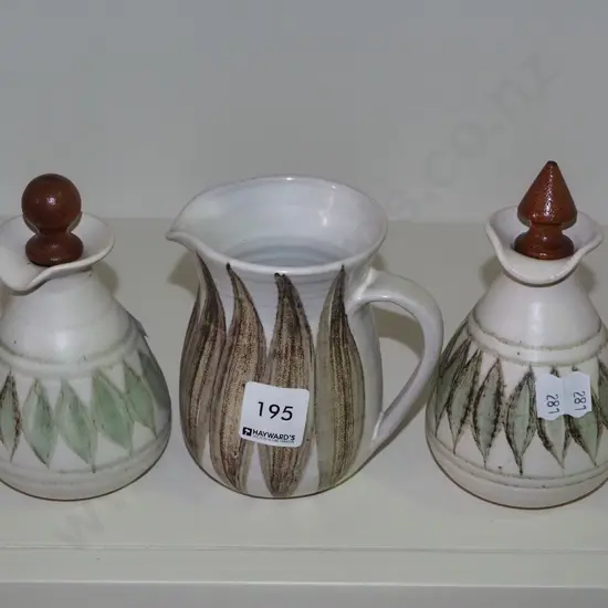 2x Hanmer pottery bottles with original stoppers, milk jug