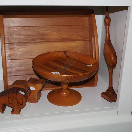shelf; sovereign comport, wooden tray, puzzles etc