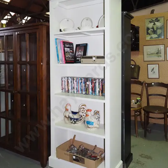 wood topped and white painted bookcase H2040 W850 D380