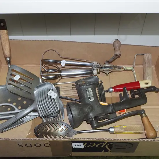box of kitchenalia