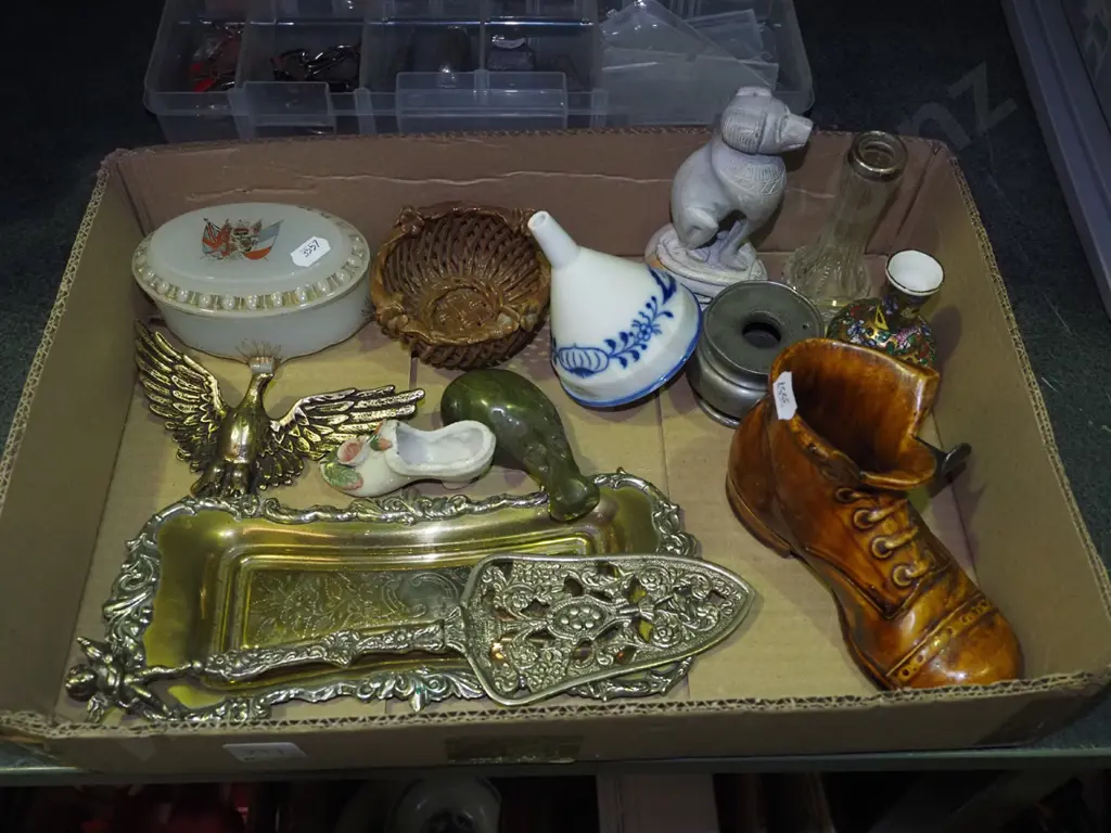 box; ceramic boot, plated ware, trinket boxes etc Image 1++