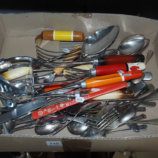 box; kitchen utensils, cutlery