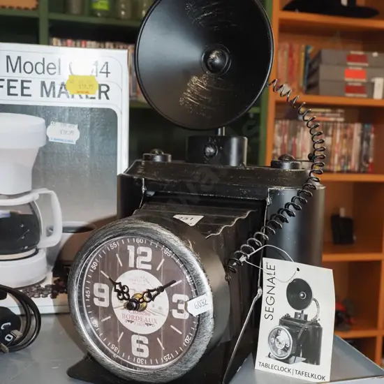 metal concertina themed mantle clock