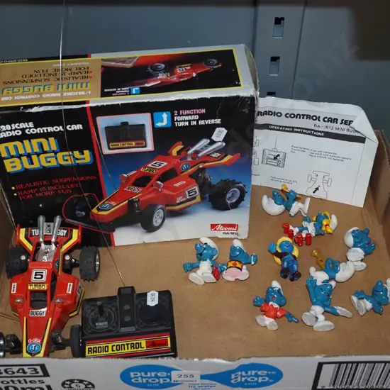box; remote control buggy, 1980s smurfs