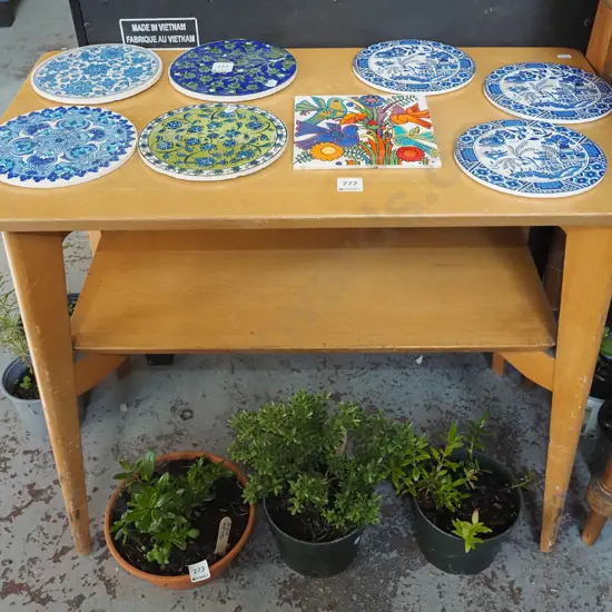 mid century 2 tier hall table - scuffs and marks to surface H600 W710 D395