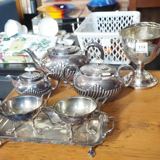 plated ware; teapot, creamers etc
