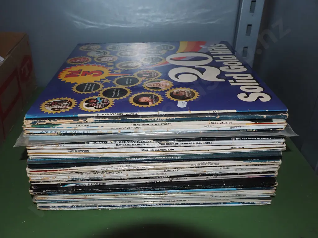 stack of various LPs; Solid Gold Hits, Richard Clayderman etc Image 1++
