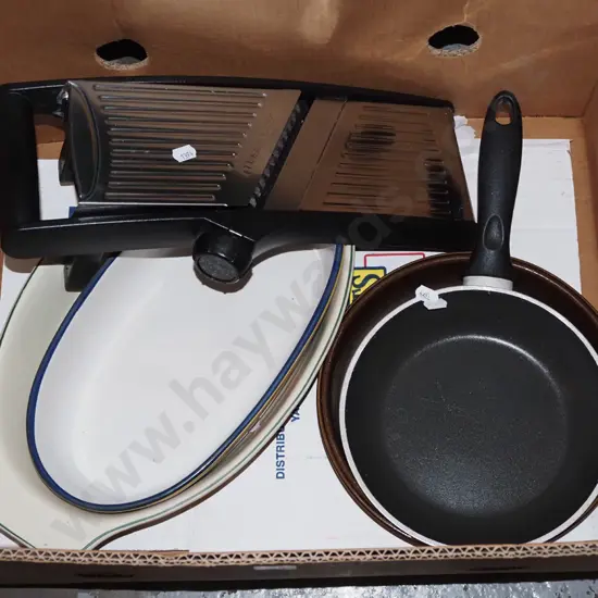 box; pan, baking dishes, mandolin