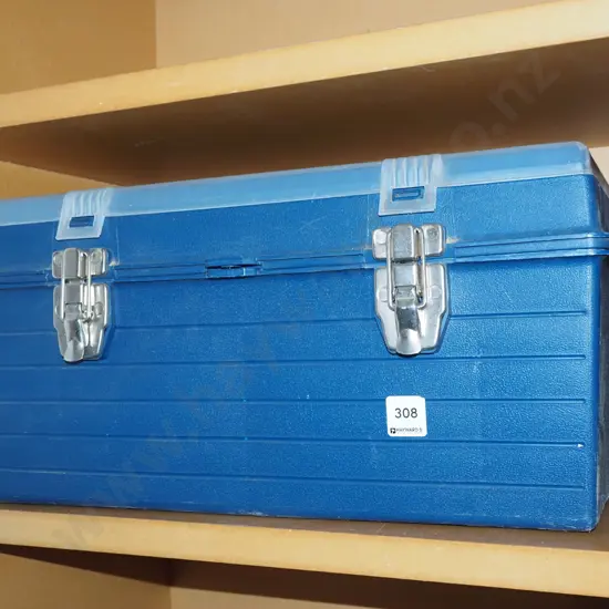 blue plastic tool box