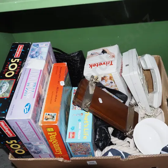 box; puzzles, bags etc