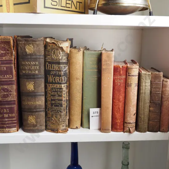 shelf of vintage books