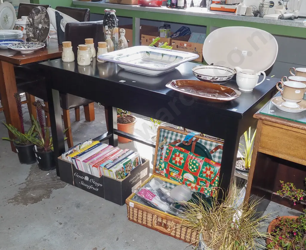 black melteca single drawer hall table 750 W1200 D600 Image 1++