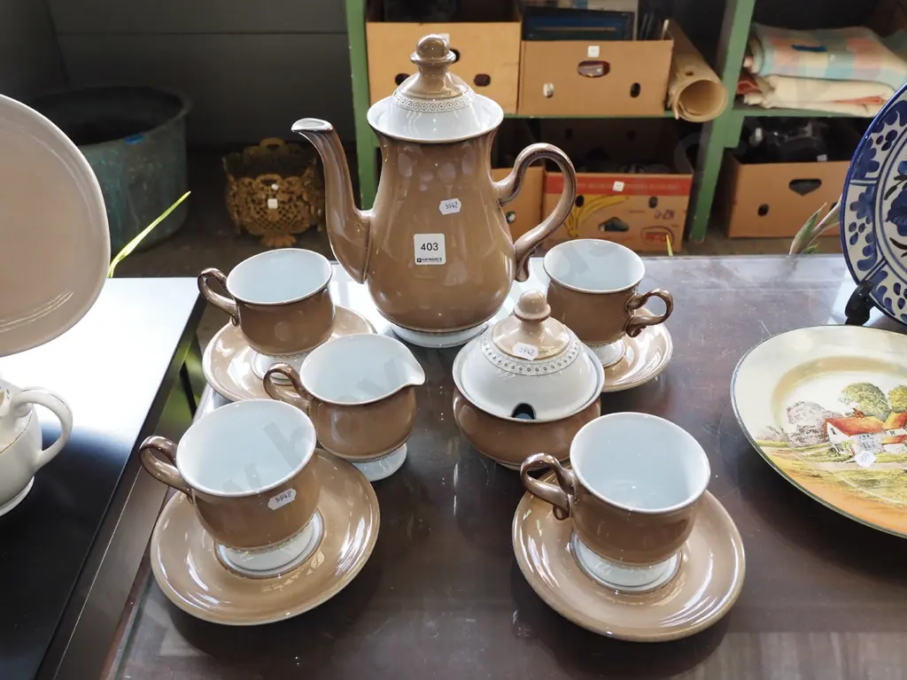 Denby brown and cream 11 piece coffee set Image 1++