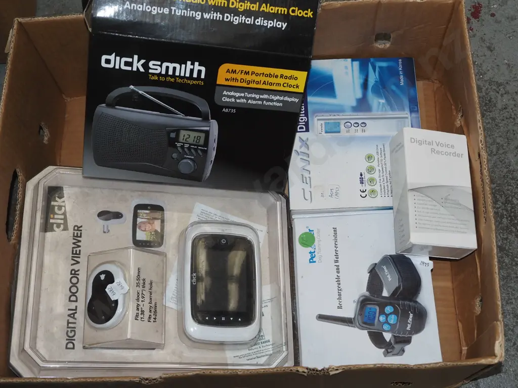 box; dog training collar, digital recorder, Transistor radio etc Image 1++