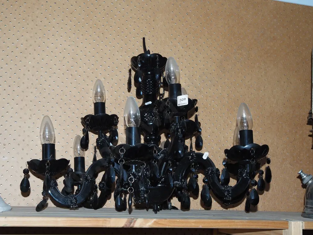 black plastic 9 bulb chandelier Image 1++