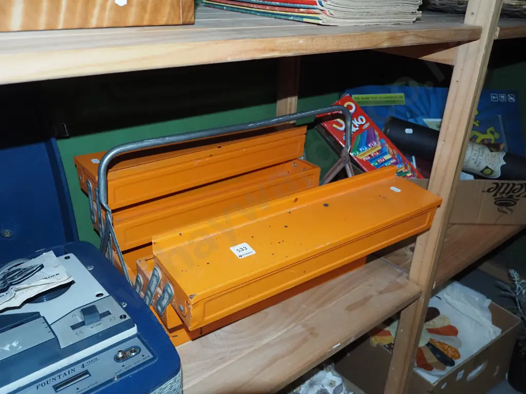 orange metal concertina tool box Image 1++