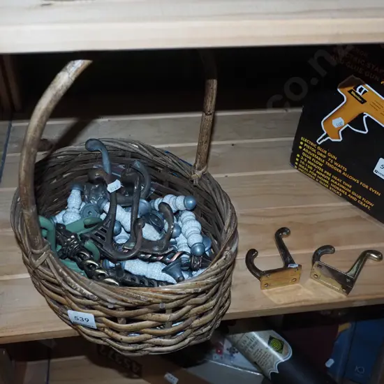 cane basket, coat hooks, drawer handles etc