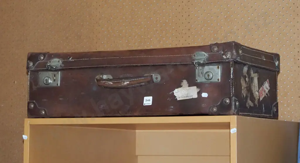 vintage bullock hide suitcase Image 1++