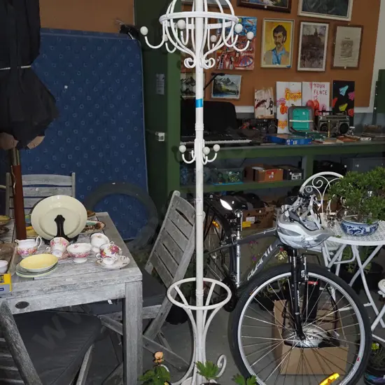 heavy metal and enamel coat stand 