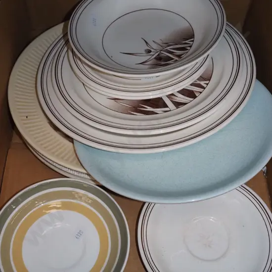 box; Crown Lynn plates