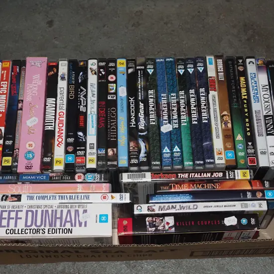box of DVDs