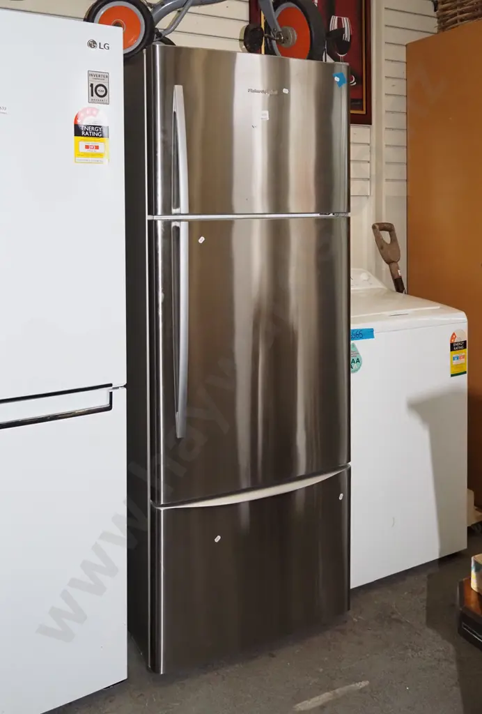 F&P anodised fridge/freezer with lower vege door - freezer needs a serious clean H1700 W650 D660 Image 1++