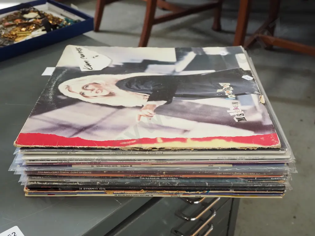 stack of LPs; King Carnes, Linda Ronstadt etc Image 1++