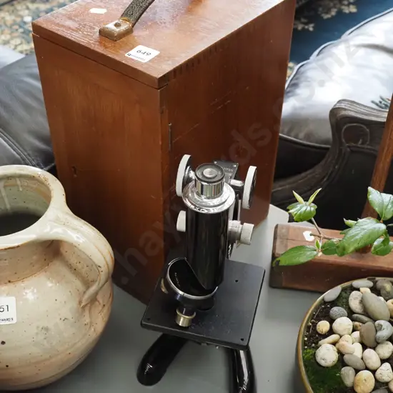 wood cased Beck of London microscope