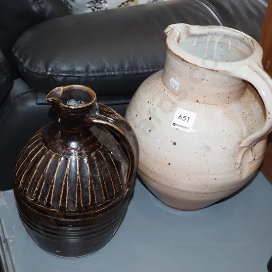 studio pottery jugs x2 H250