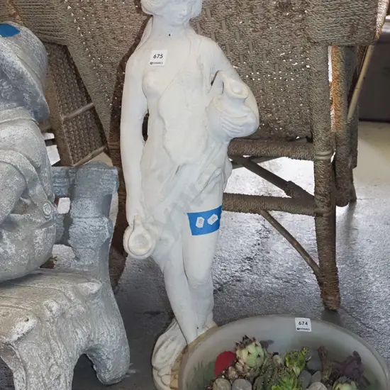 cast concrete garden ornament - woman H700