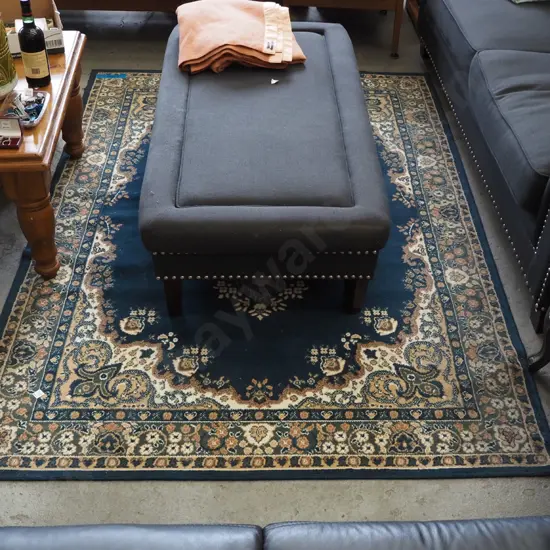 acrylic floor mat - blue, cream, brown L2310 W1600