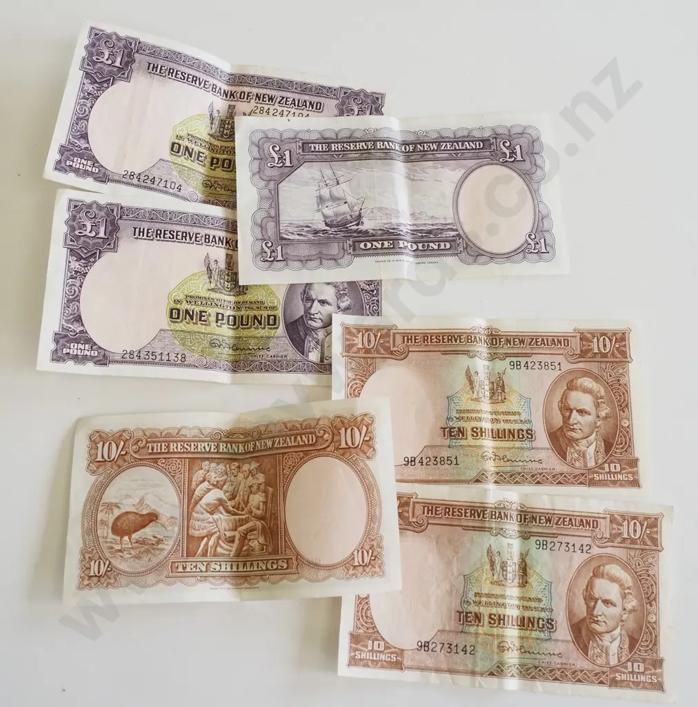NZ pre decimal bank notes Image 1++