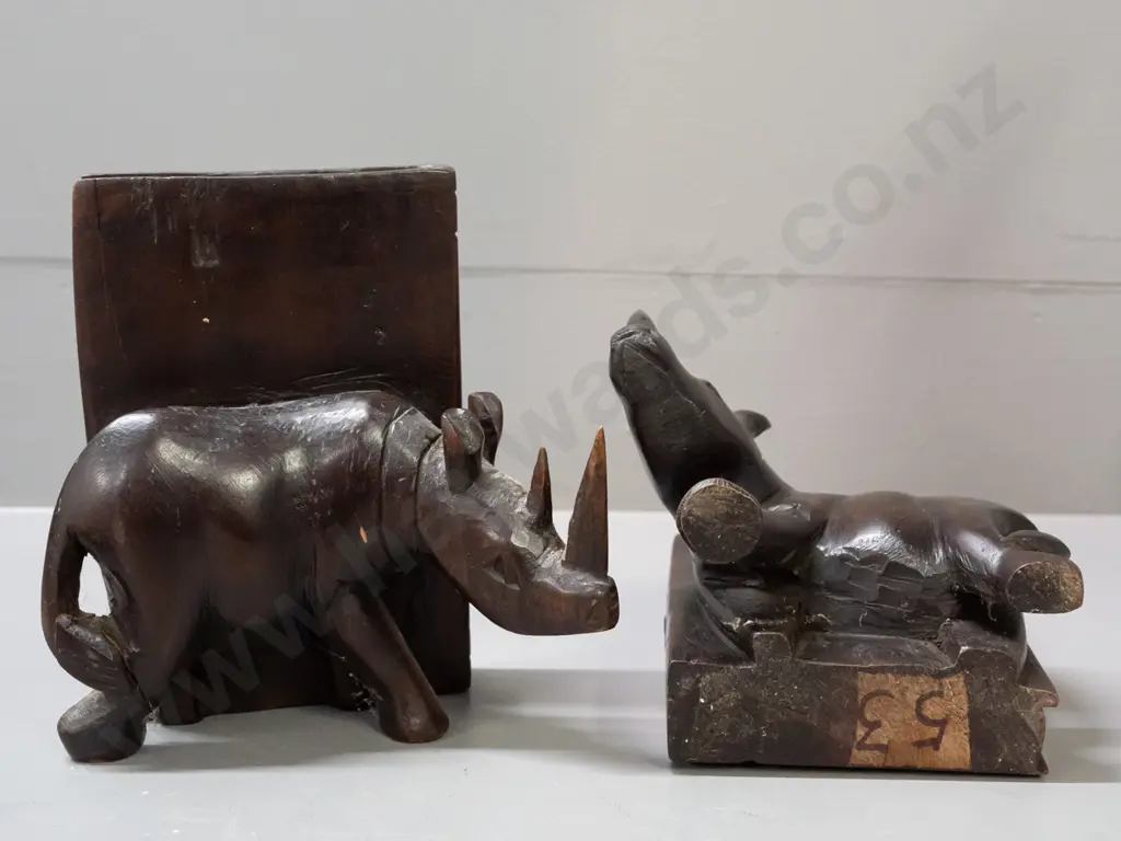 African hardwood rhinoceros book-ends H-155 Image 1++