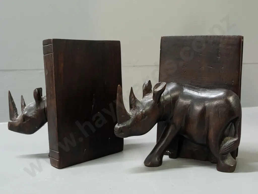 African hardwood rhinoceros book-ends H-155 Image 1++