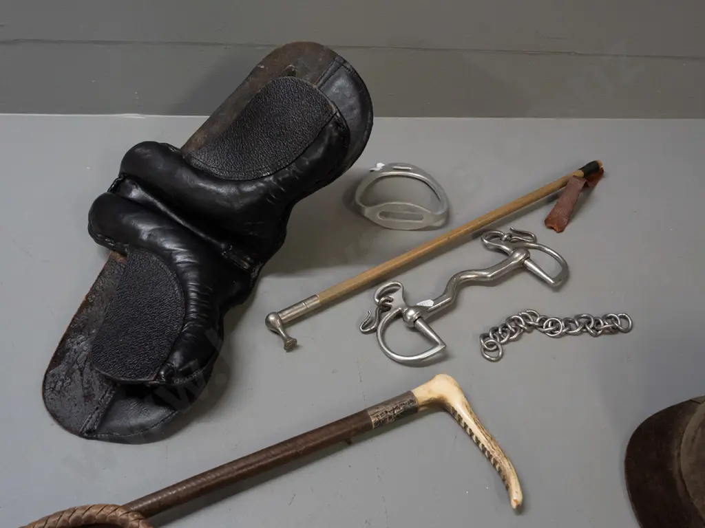 assorted child's horse riding items - saddle, riding hat made in England for Ballantynes Chch & Timaru, small crop, Image 1++